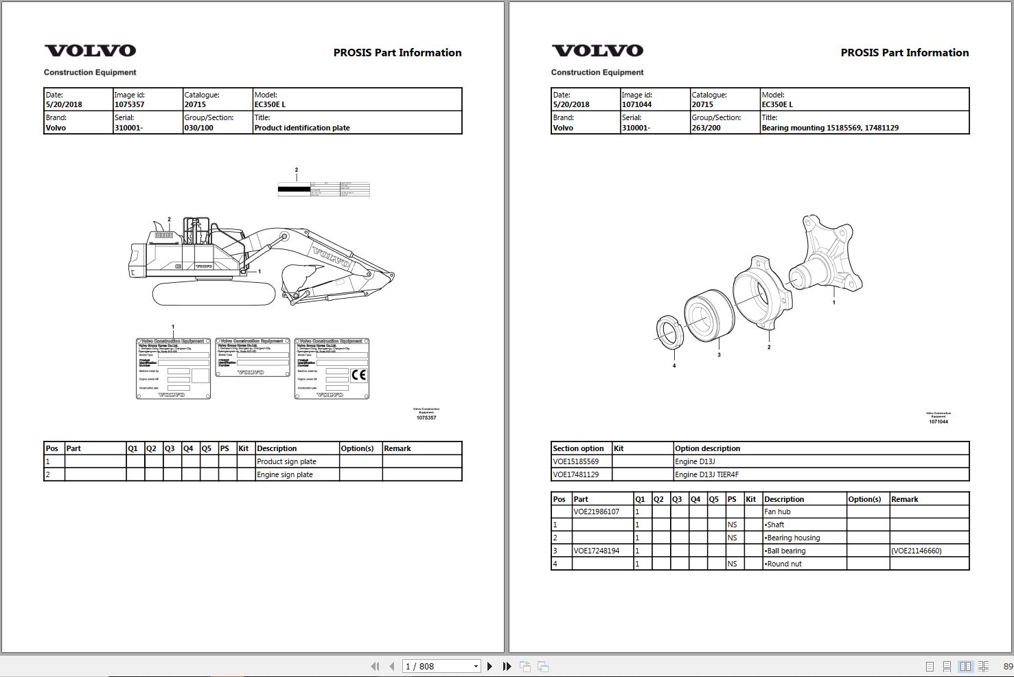 Volvo Excavator EC350E L Parts Manual 1