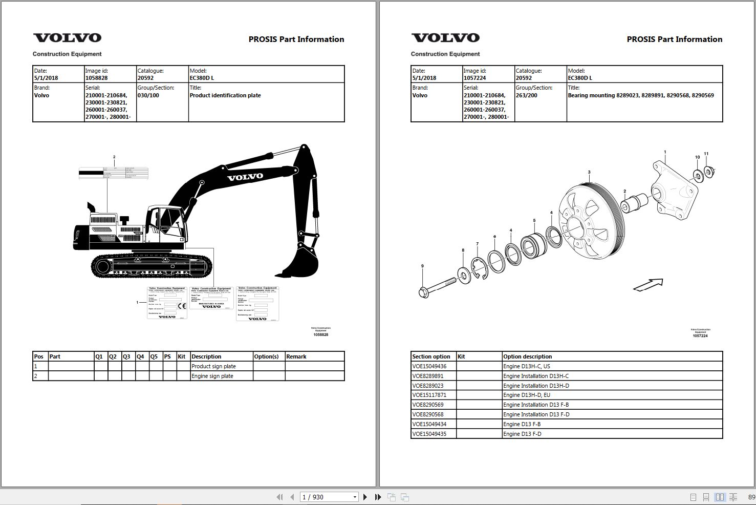 Volvo Excavator EC380D L Parts Manual 1