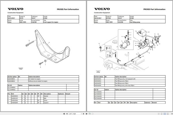 Volvo Excavator EC460 Parts Manual 2