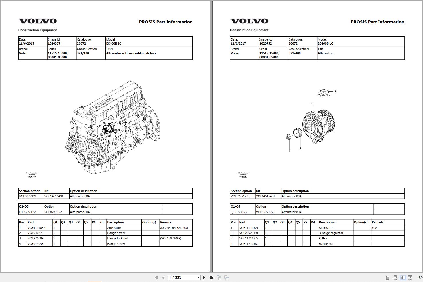 Volvo Excavator EC460B LC Parts Manual 1