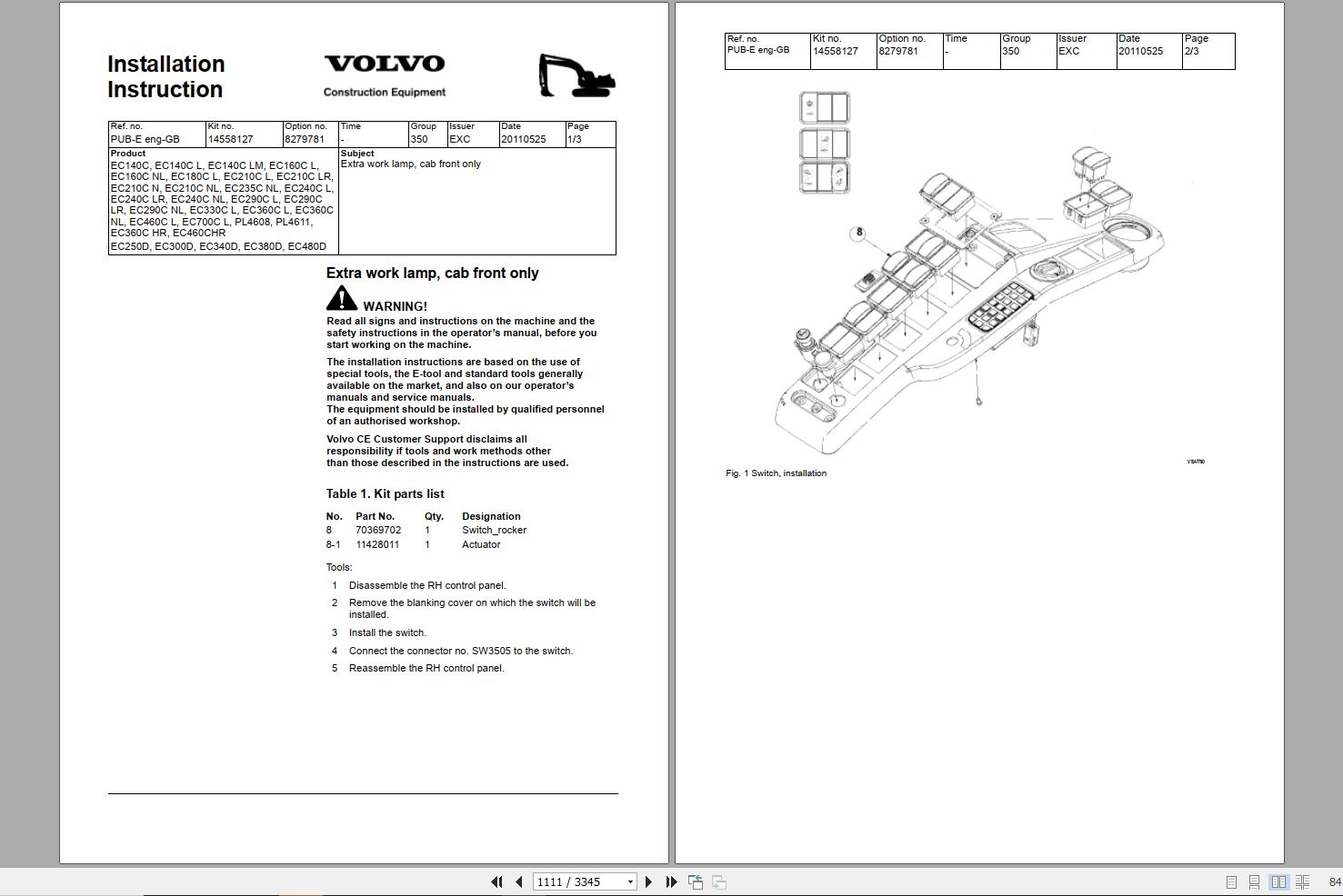 Volvo Excavator EC480D L Service Repair Manual 1 1