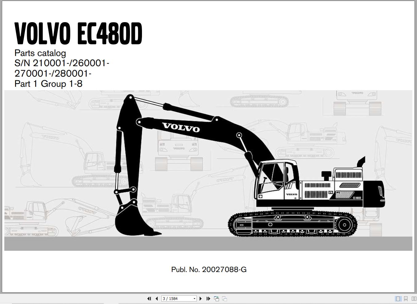 Volvo Excavator EC480D Parts Catalog 20027088 G 1