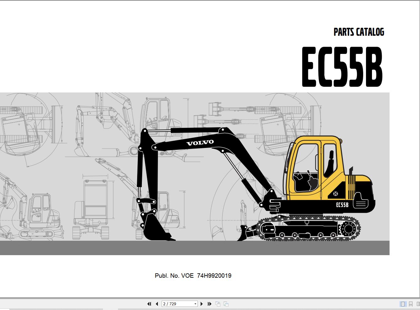 Volvo Excavator EC55B Parts Catalog VOE74H9920019 1