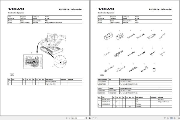 Volvo Excavator EC55B Parts Manual 1