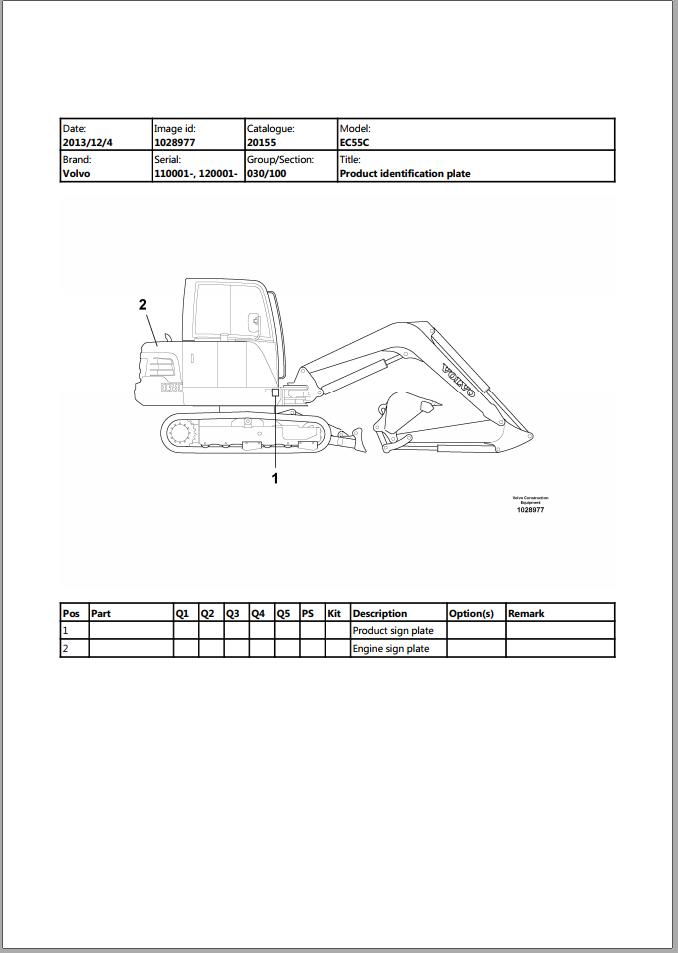Volvo Excavator EC55C Parts Manual 1