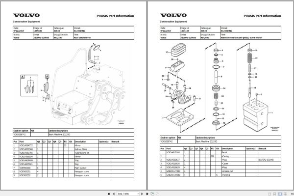 Volvo Excavator ECR235DL Parts Manual 2