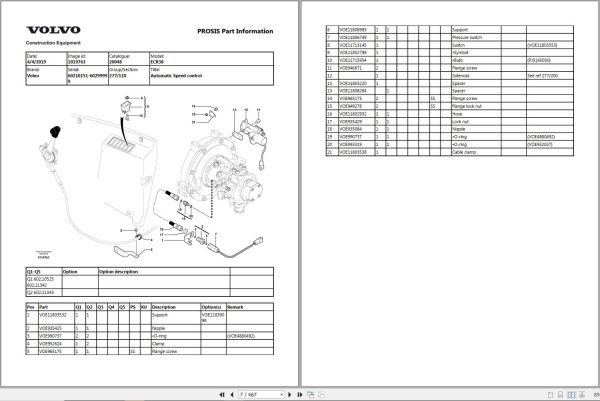 Volvo Excavator ECR38 Parts Manual 1