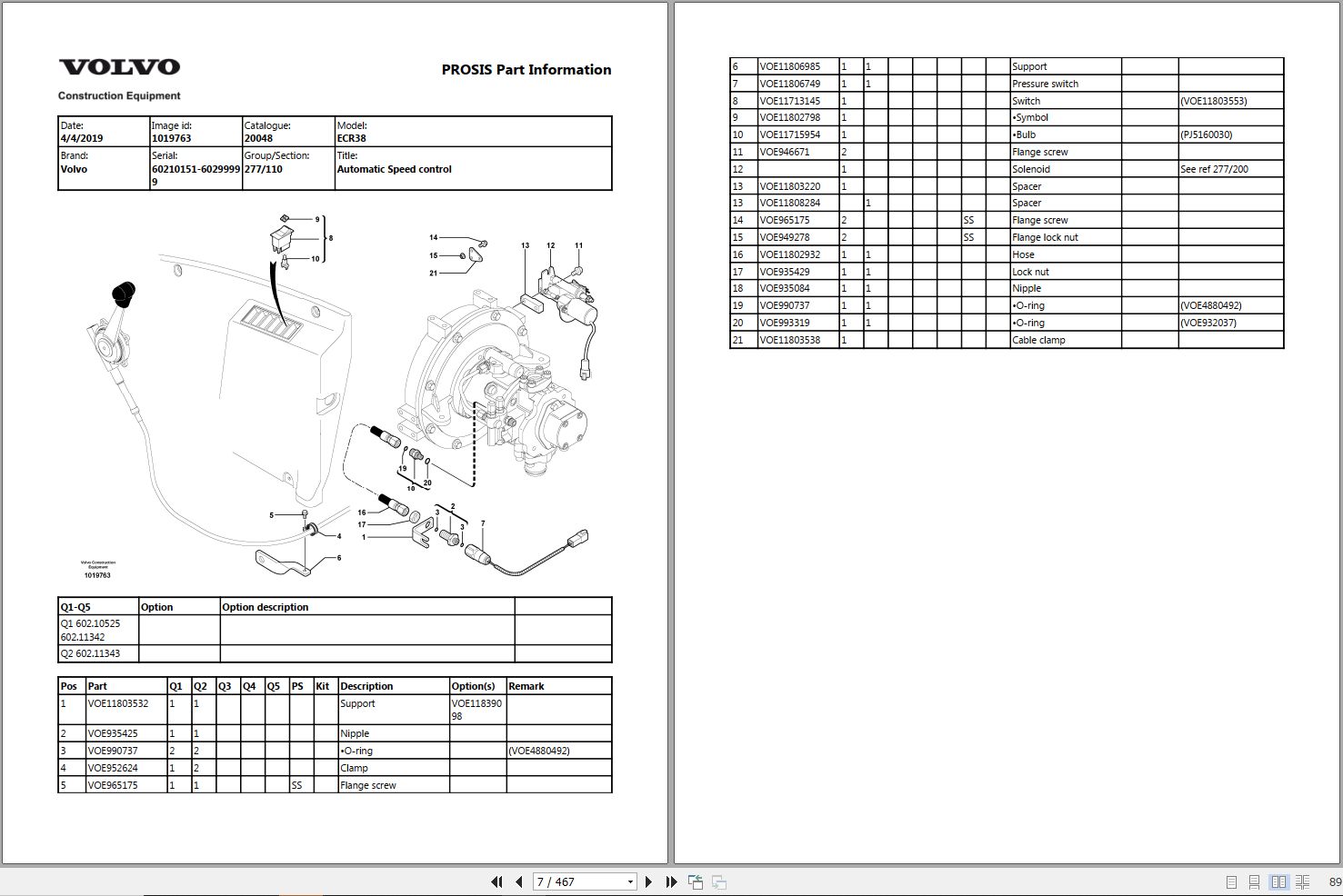 Volvo Excavator ECR38 Parts Manual 1