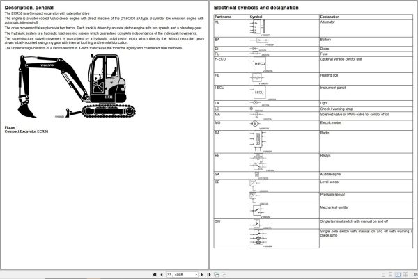 Volvo Excavator ECR38 Service Repair Manual 1