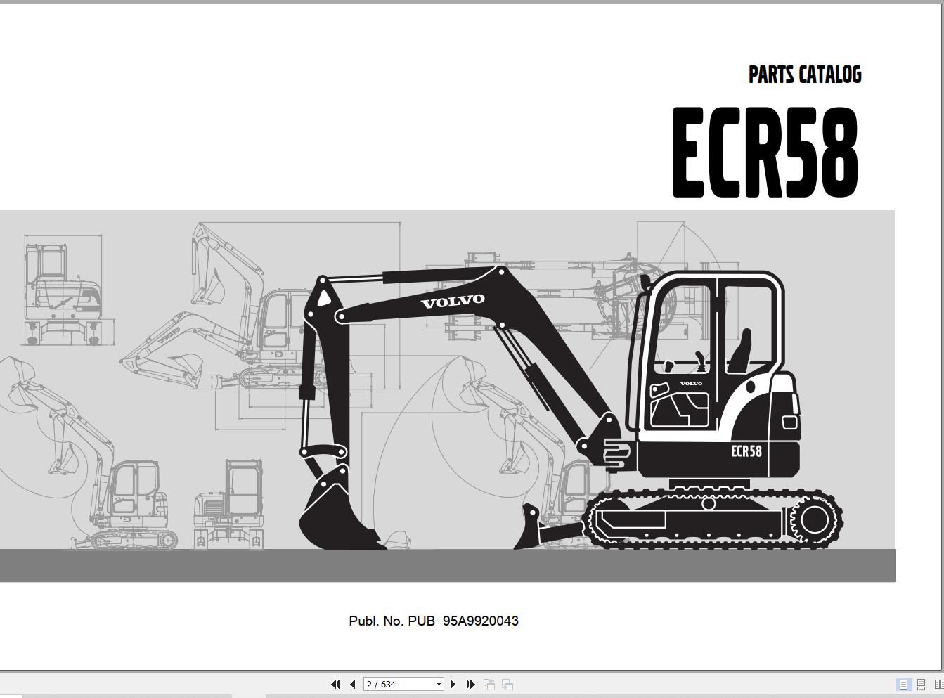 Volvo Excavator ECR58 Parts Catalog PUB95A9920043 1