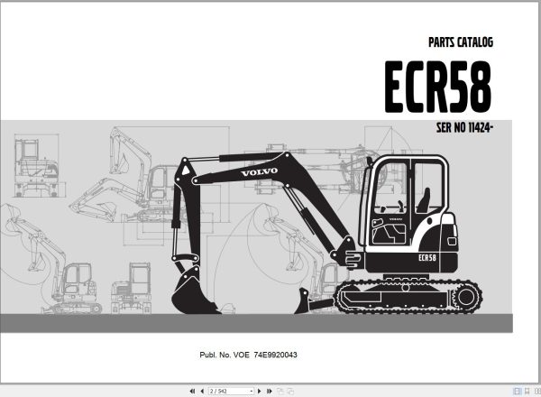Volvo Excavator ECR58 Parts Catalog VOE74E9920043 1