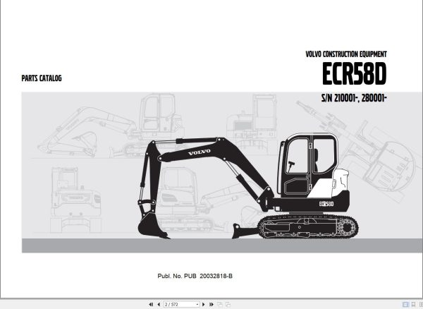 Volvo Excavator ECR58D Parts Catalog PUB20032818 B 1