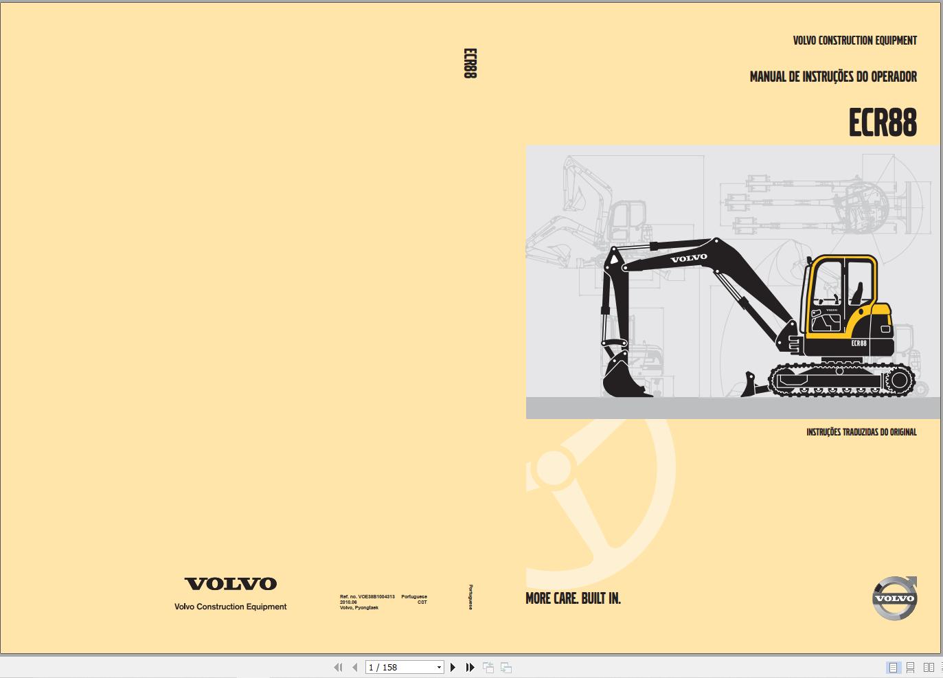 Volvo Excavator ECR88 Operators Manual VOE38B1004313 PT 1