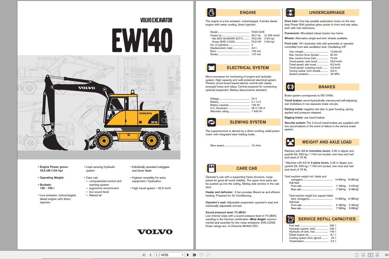 Volvo Excavator EW140 Service Repair Manual 1