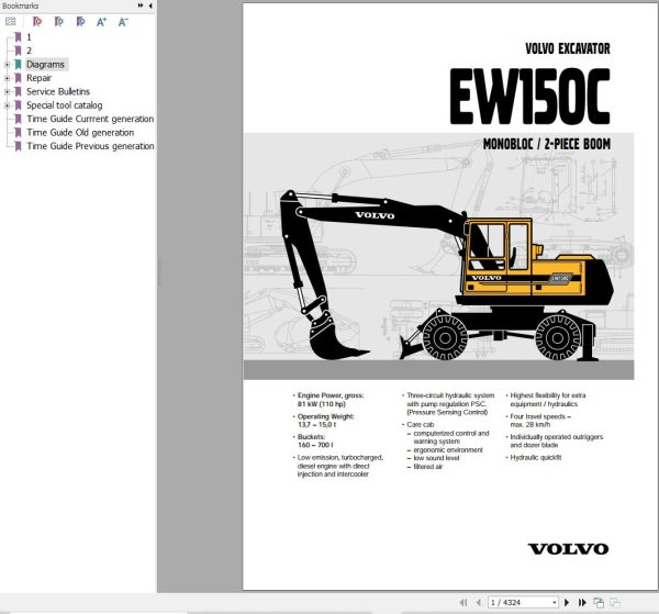 Volvo Excavator EW150C Service and Repair Manual 1