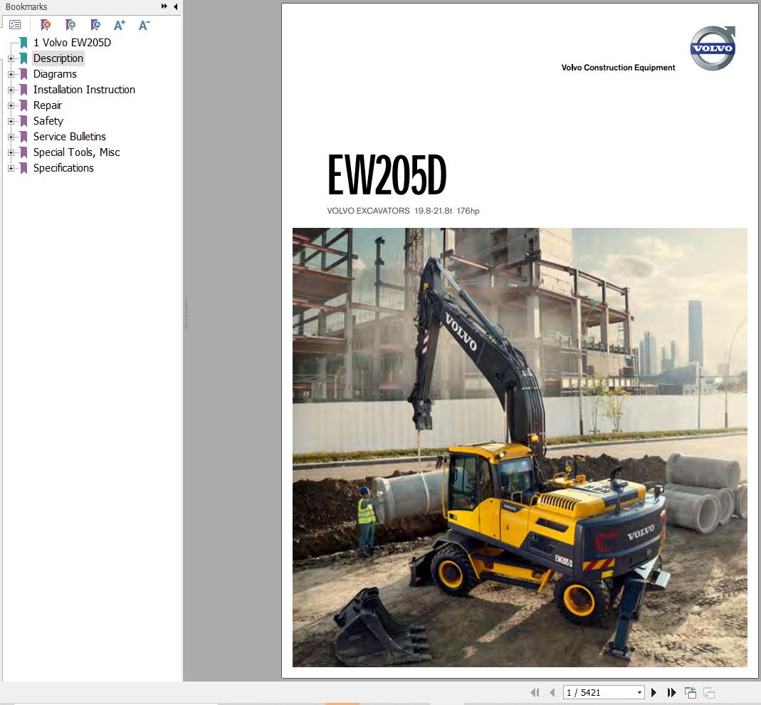 Volvo Excavator EW205D Service and Repair Manual 1