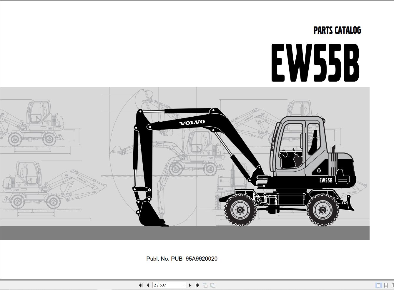 Volvo Excavator EW55B Parts Catalog PUB95A9920020 1