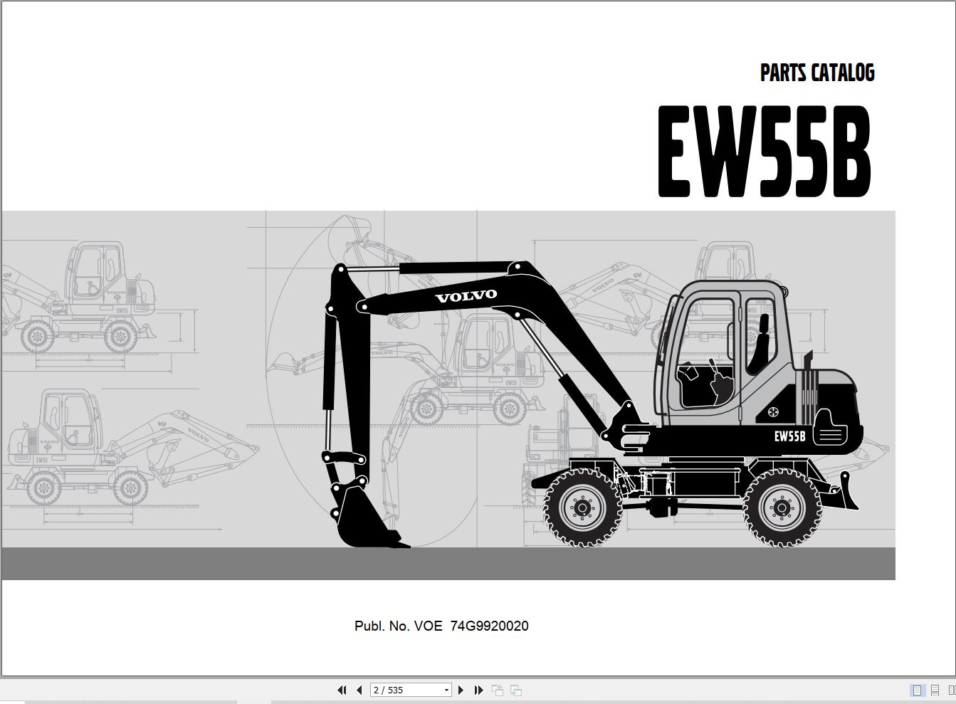 Volvo Excavator EW55B Parts Catalog VOE74G9920020 1