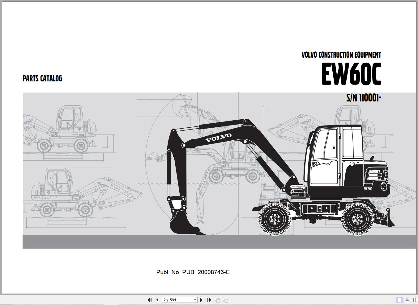 Volvo Excavator EW60C Parts Catalog PUB20008743 E 1