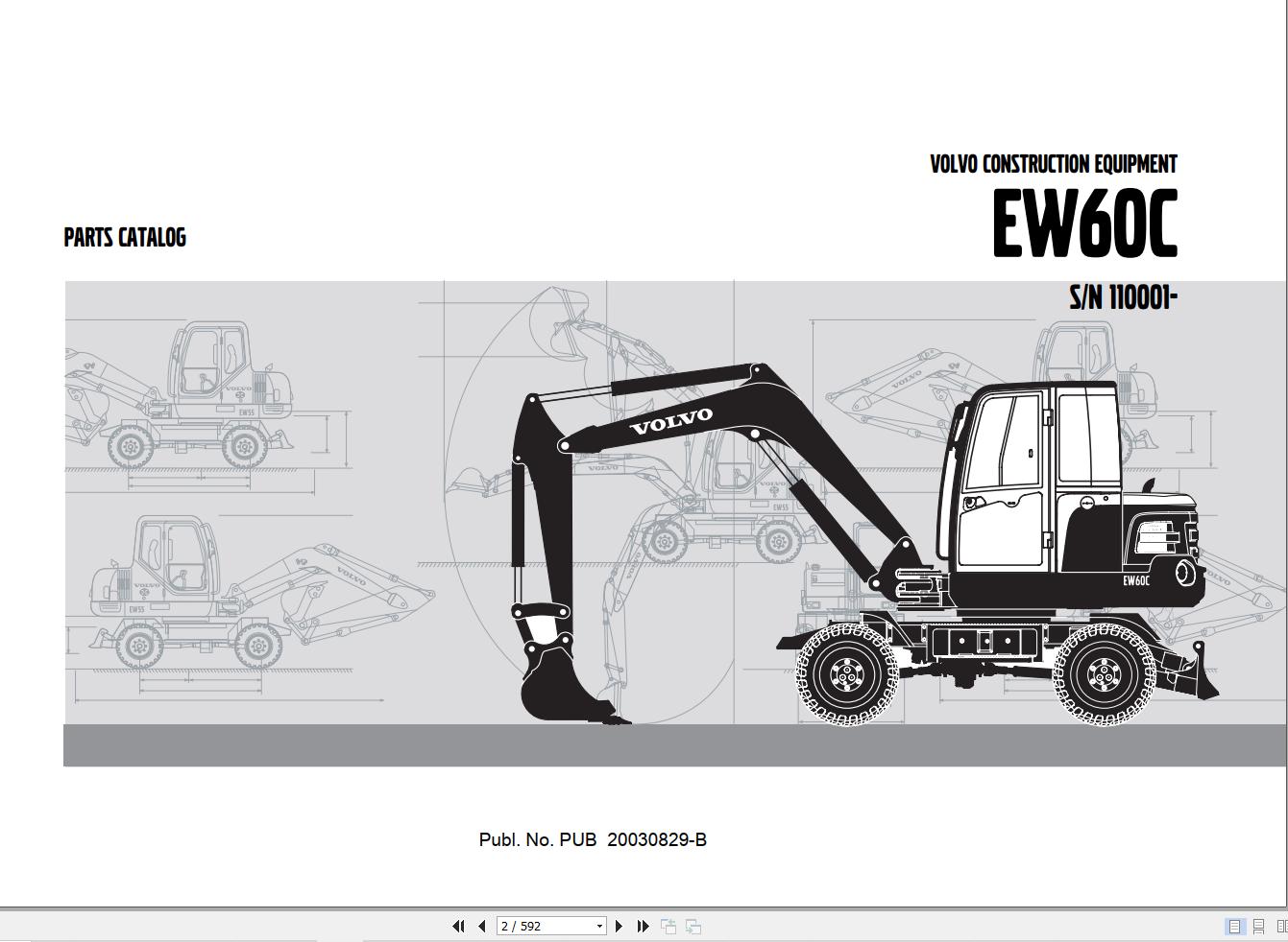 Volvo Excavator EW60C Parts Catalog PUB20030829 B 1