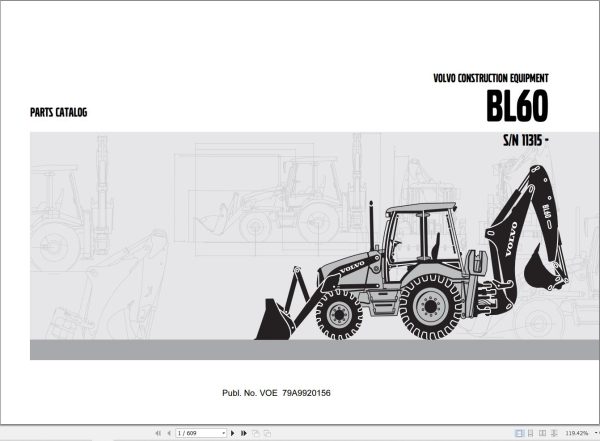 Volvo Loader BL60 Parts Catalog VOE 79A9920156 1