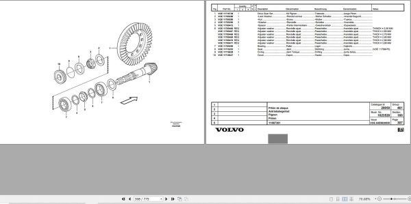 Volvo Loader BL61 Parts Catalog VOE64D9920050 2