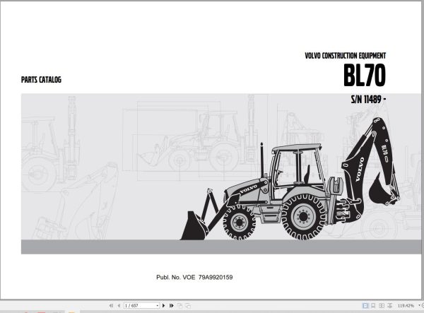 Volvo Loader BL70 Parts Catalog VOE79A9920159 1