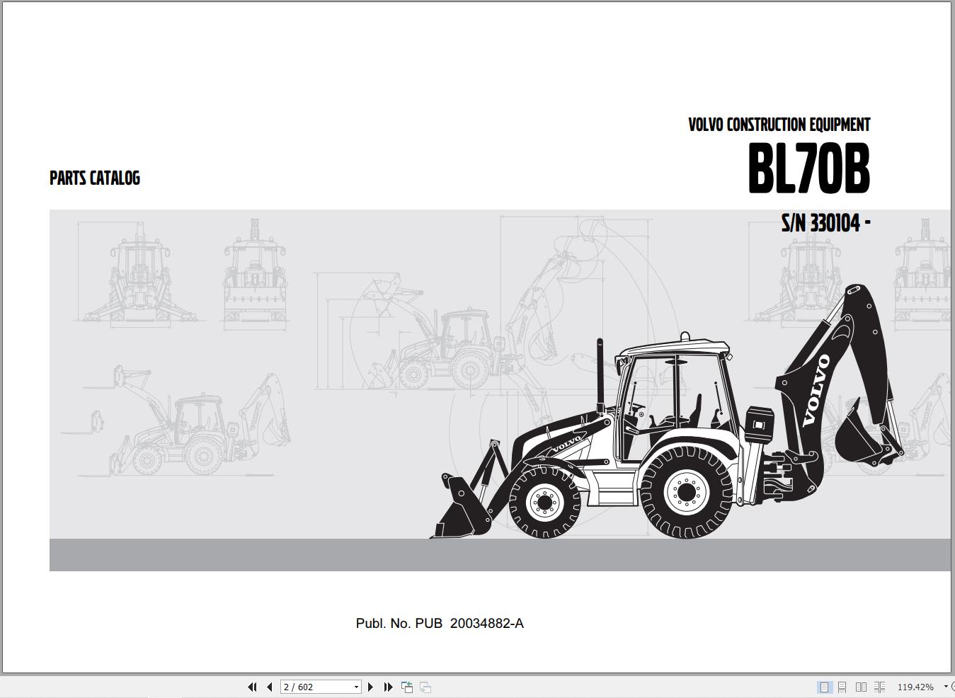 Volvo Loader BL70B Parts Catalog 20034882 A 1