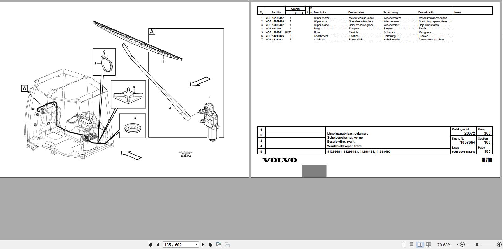 Volvo Loader BL70B Parts Catalog 20034882A