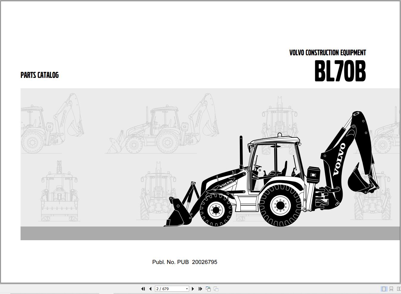 Volvo Loader BL70B Parts Catalog PUB20026795 1