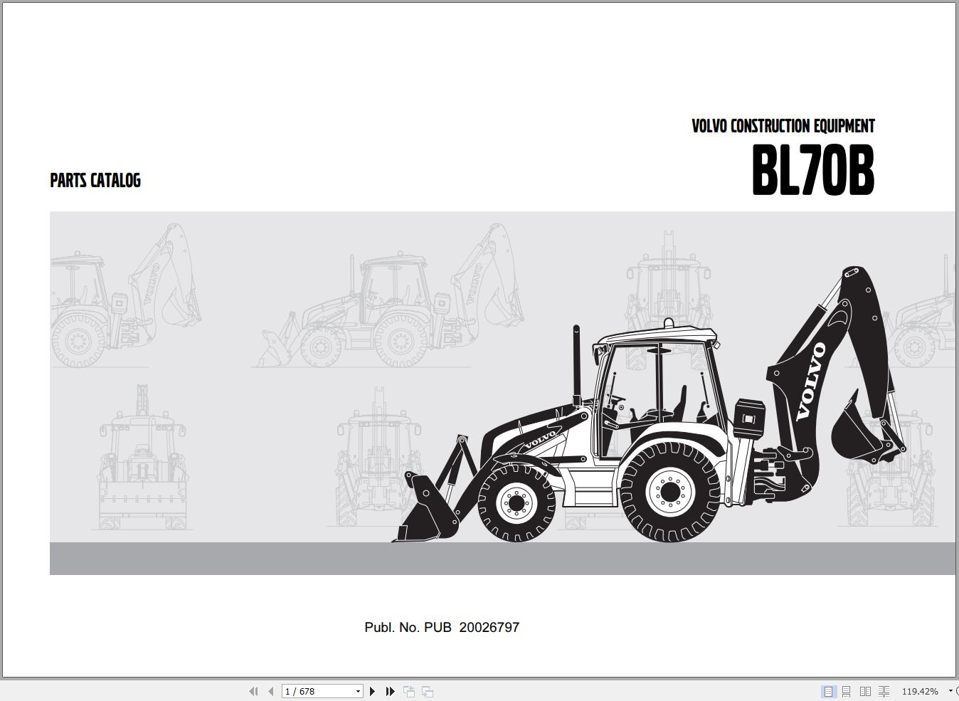 Volvo Loader BL70B Parts Catalog PUB20026797 1