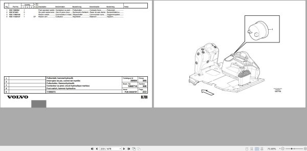 Volvo Loader BL70B Parts Catalog PUB20026797 2
