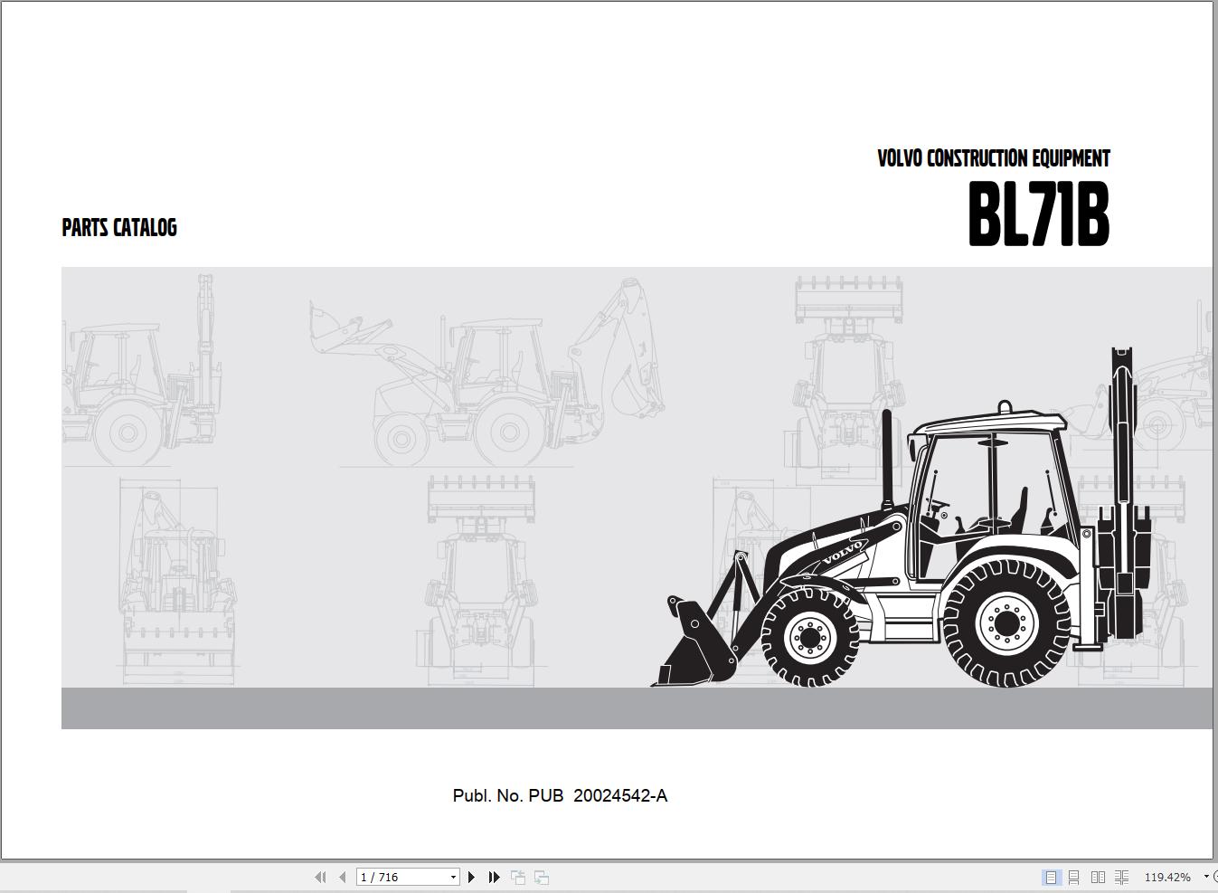 Volvo Loader BL71B Parts Catalog PUB20024542 A 1