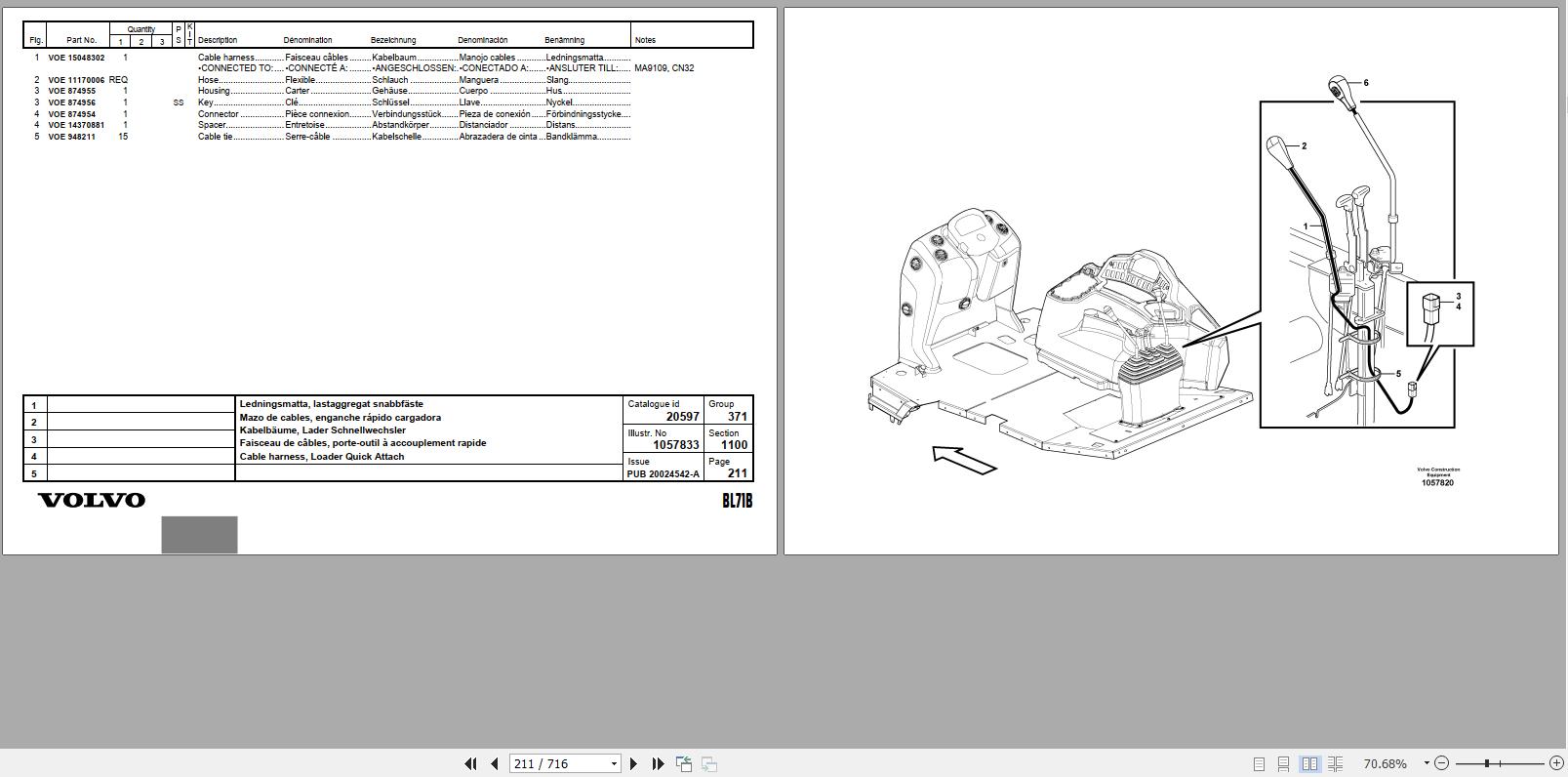 Volvo Loader BL71B Parts Catalog PUB20024542A