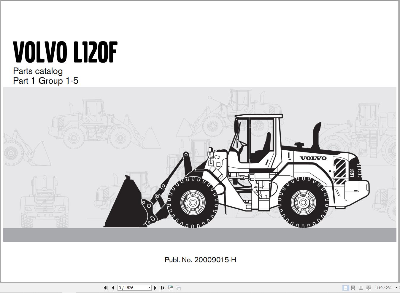 Volvo Loader L120F Parts Catalog 20009015 H 1