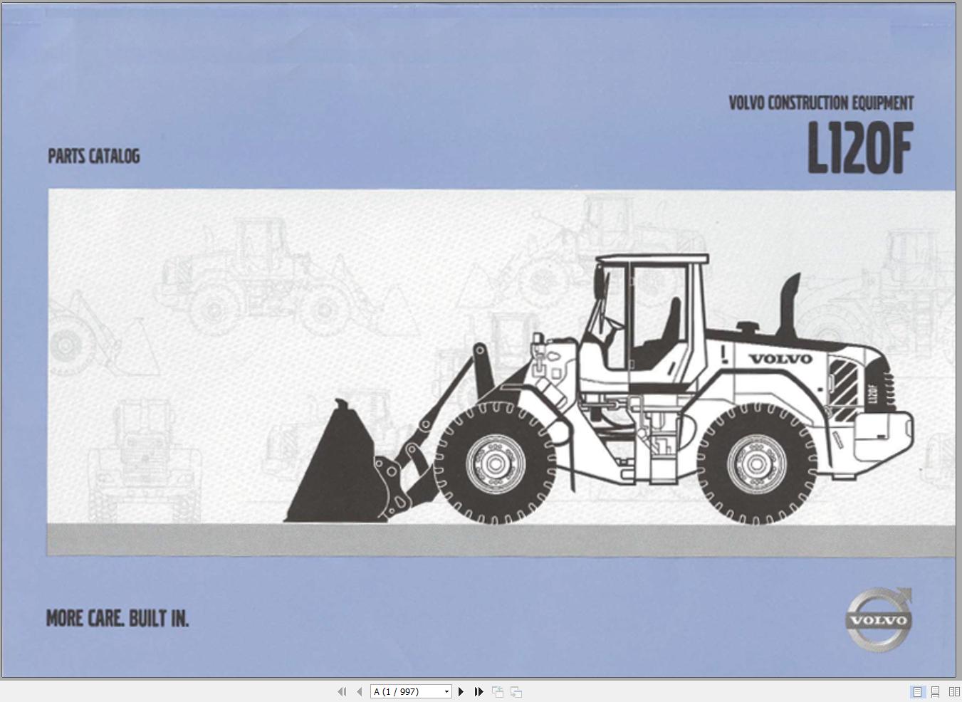 Volvo Loader L120F Parts Catalog VOE63A9920107