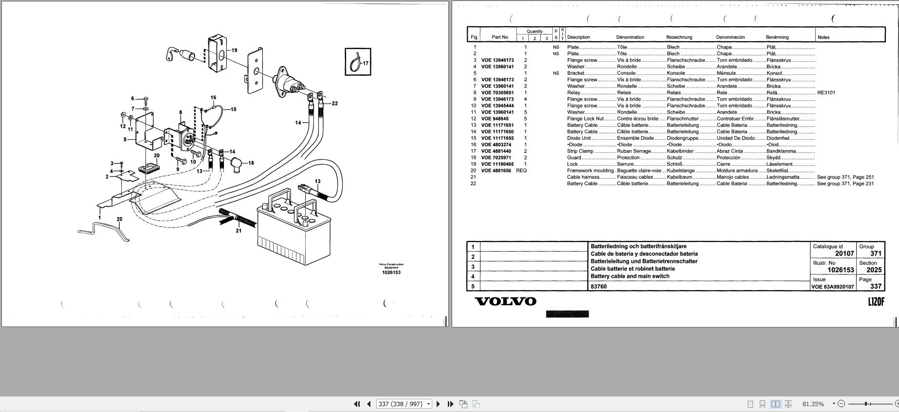 Volvo Loader L120F Parts Catalog VOE63A9920107