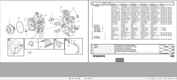 Volvo Loader L150E Parts Catalog VOE63A9920046 2