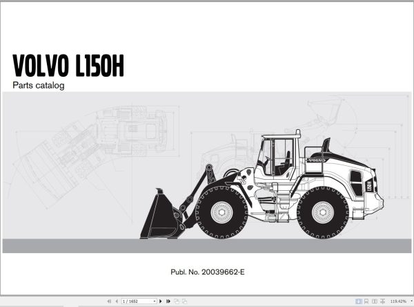 Volvo Loader L150H Parts Catalog 20039662 E 1