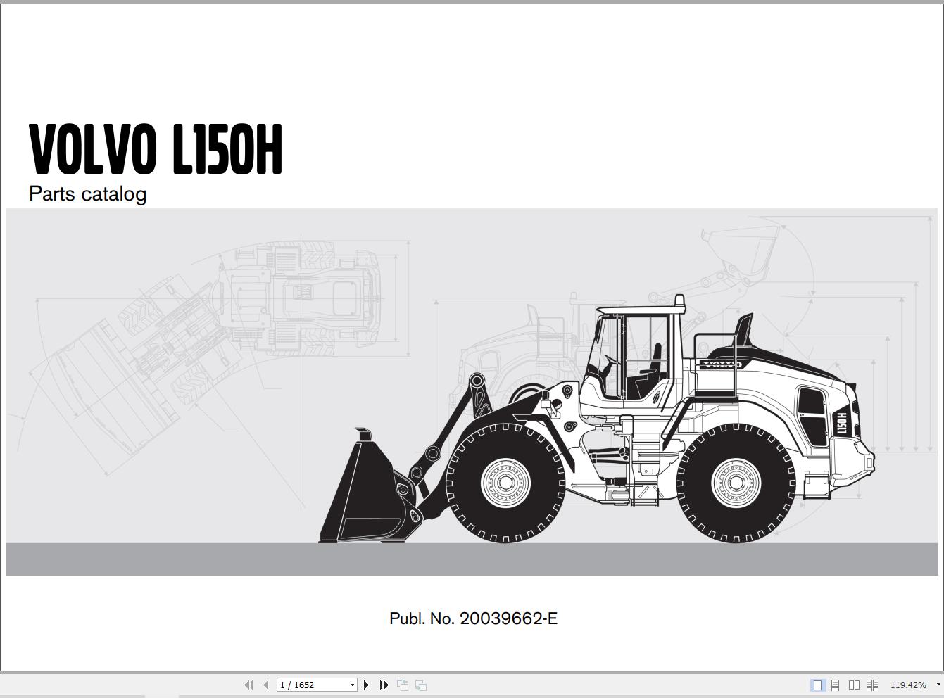 Volvo Loader L150H Parts Catalog 20039662E