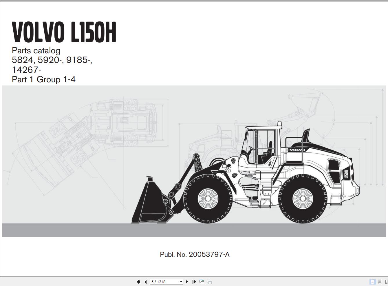Volvo Loader L150H Parts Catalog 20053797 A 1