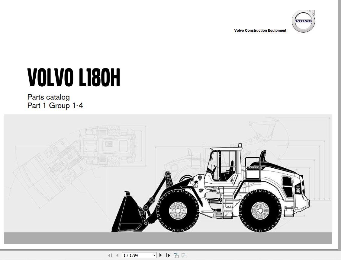 Volvo Loader L180H Parts Catalog 20039666 F 1