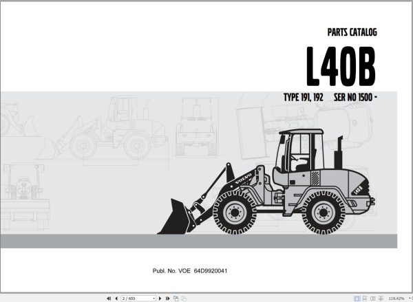 Volvo Loader L40B Parts Catalog VOE64D9920041 1