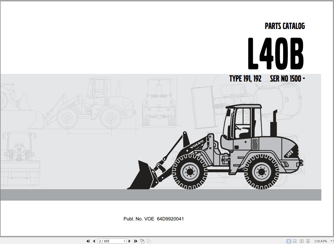 Volvo Loader L40B Parts Catalog VOE64D9920041 1