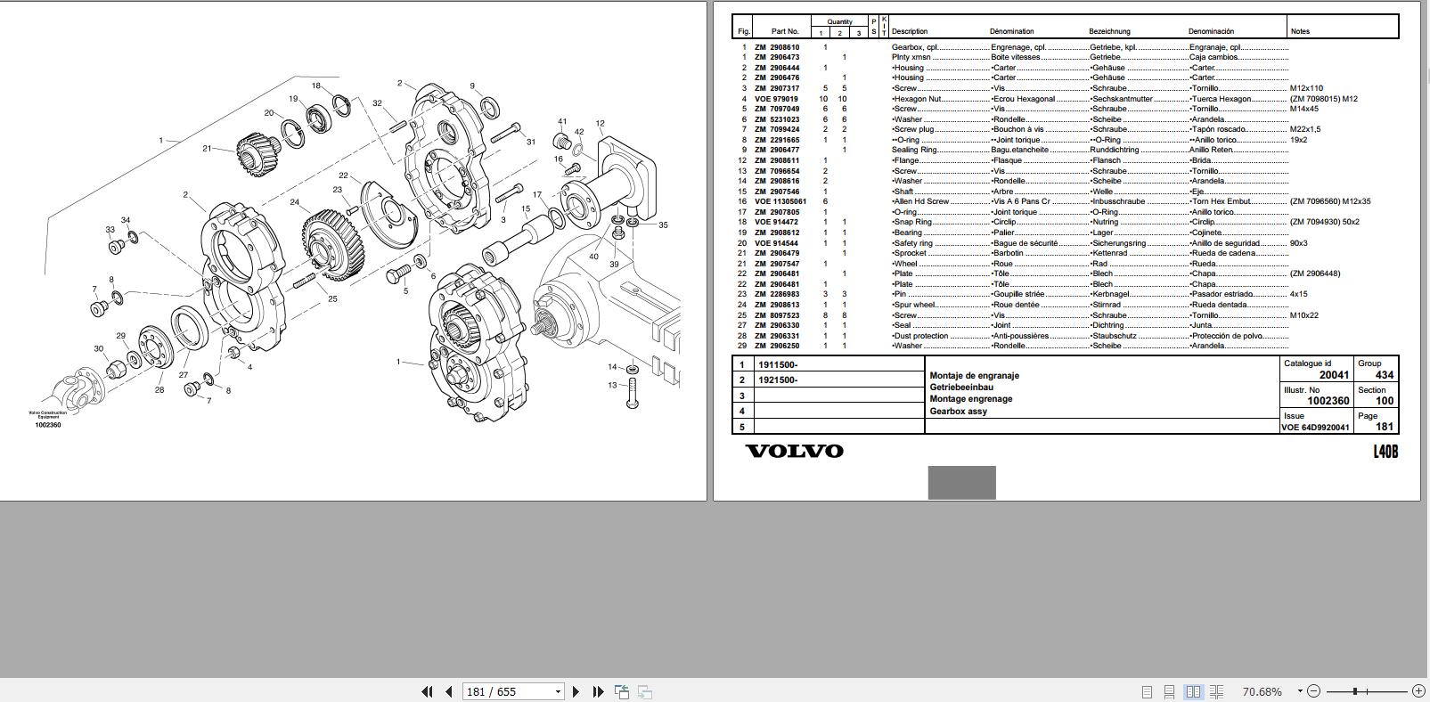 Volvo Loader L40B Parts Catalog VOE64D9920041