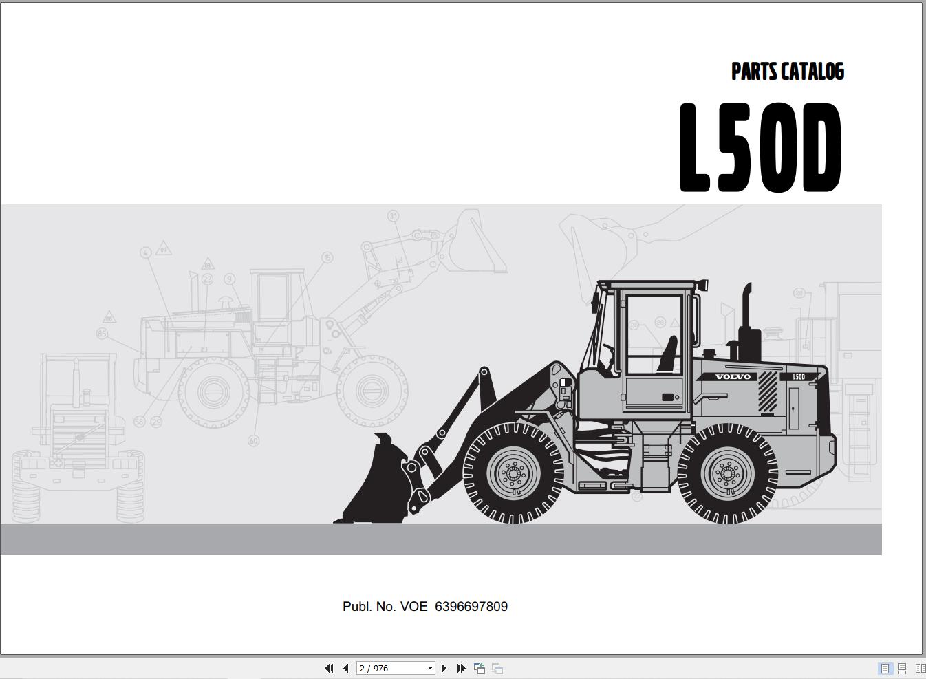Volvo Loader L50D Parts Catalog VOE6396697809