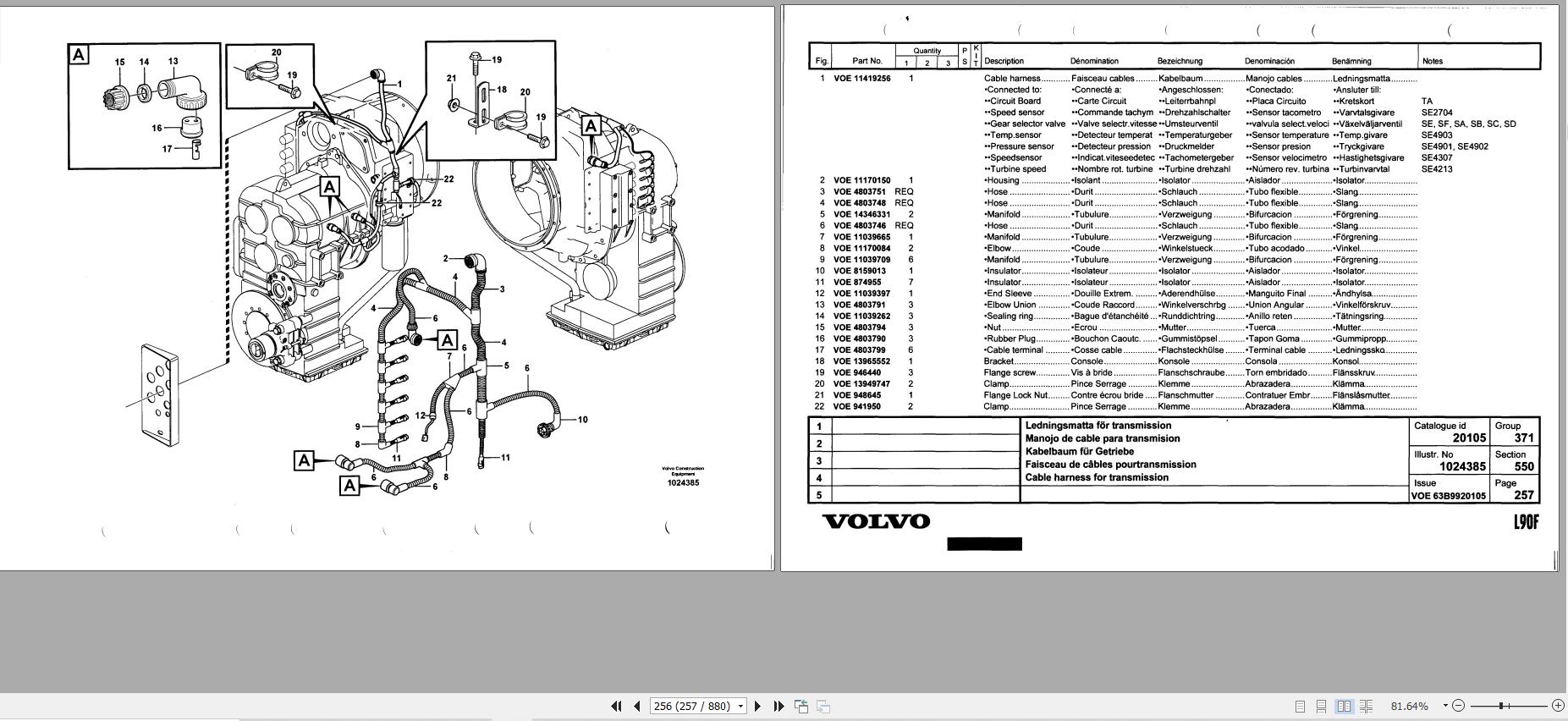 Volvo Loader L90F Parts Catalog VOE63B9920105
