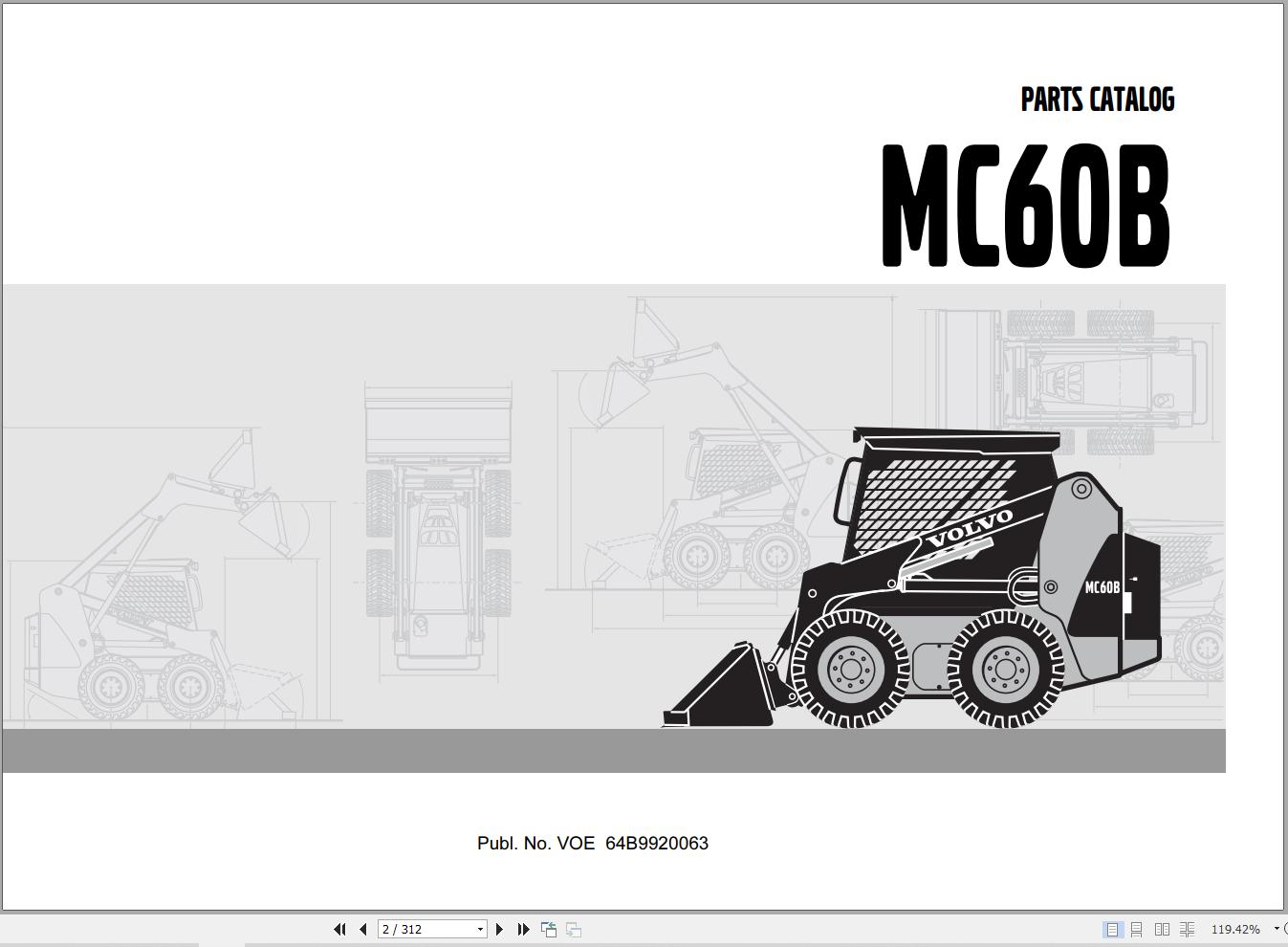 Volvo Loader MC60B Parts Catalog VOE64B9920063 1