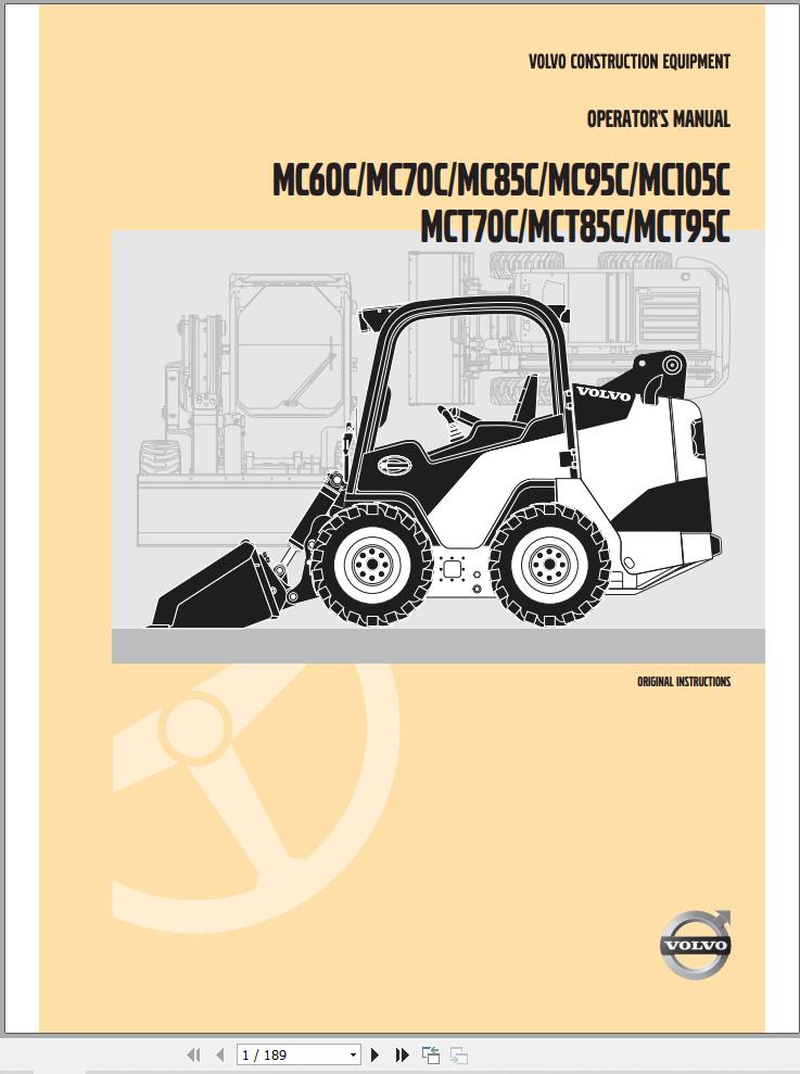 Volvo Loader MC60C to MCT95C Operators Manual 20026780C 1