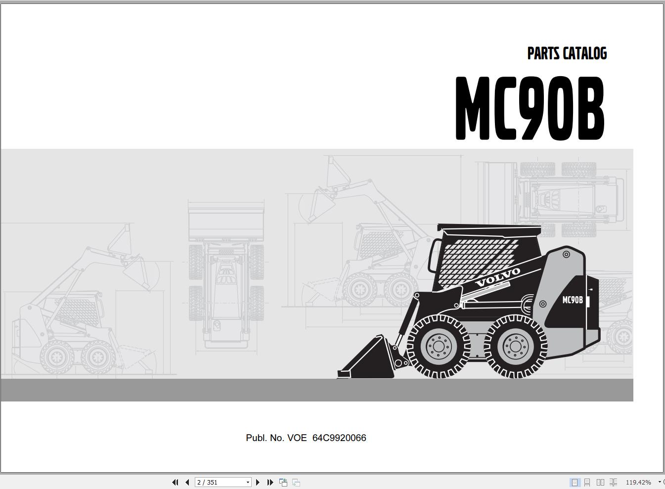 Volvo Loader MC90B Parts Catalog VOE64C9920066 1